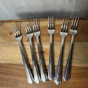 Hampton Silversmiths Cocktail Forks Set of 6 Silver 18/10 Stainless Fan Handle
